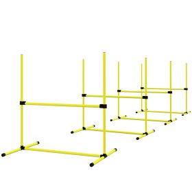 PawHut Dog Agility Training 4 Piece Set with Adjustable Height Jump Bars Carry Bag Yellow