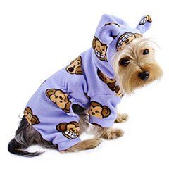 Adorable Silly Monkey Fleece Dog Pajamas/Bodysuit with Hood (Color: Lavender, size: Xl)