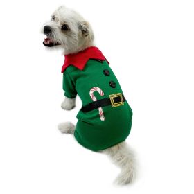 Shimmery Candy Cane Elf Bodysuit (Color: Green, size: S)