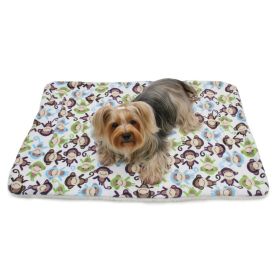 Ultra Soft Minky/Plush Monkey Blanket (Color: Blue, size: One size)