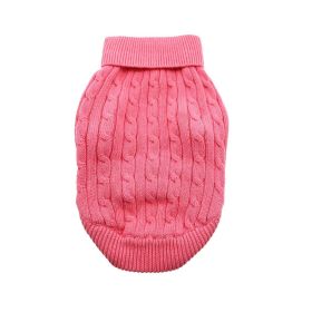 Combed Cotton Cable Knit Dog Sweater (Color: Candy Pink, size: XX-Small)
