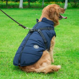 Dog Coat with Harness Winter Dog Coat Fleece Dog Jacket Waterproof Dog Coat Zipper Dog Jacket Puppy Coat Small Dog Clothes Dog Coat with Reflecti (Color: Black, size: 3XL)
