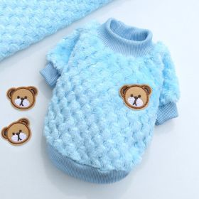 New Winter Pet Clothes; Cute Fleece Puppy Dress Warm Cat Coat; Pet Apparel; For Small & Medium Dogs (Color: Sky Blue, size: Xl)