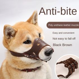 Dog mouth mask; anti-barking; anti-bite; dog mouth cover; puppy medium and large dogs; small dog masks; teddy golden retriever barker (colour: Brown mouthpiece, size: Xl)