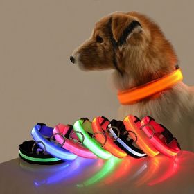 Glow-In-The-Dark Pet Collar For Dog & Cat; LED Dog Collar For Night Walking; USB charging (Color: White, size: Xl)