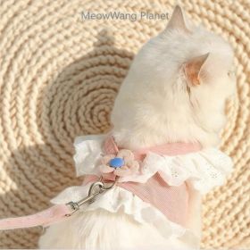 Dog Leash Cat Leash Premium Summer Pet Harness Leash Set Breathable Lightweight And Escape Proof Vest For Cats Small Dogs Adjustable Outdoor Walk (Option: M)