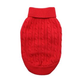 Combed Cotton Cable Knit Dog Sweater (Color: Fiery Red, size: medium)