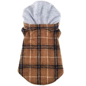 Weekender Dog Sweatshirt Hoodie (Color: Brown & Black Plaid Flannel, size: large)
