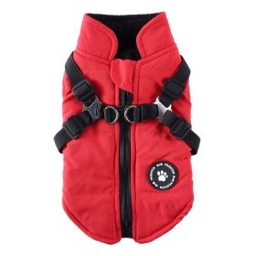 Chest Strap Jacket Cotton-padded Coat (Option: DZ229 Red-XL)
